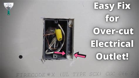 how to repair or fix an overcut electrical box cutout|fixing an outlet hole too big.